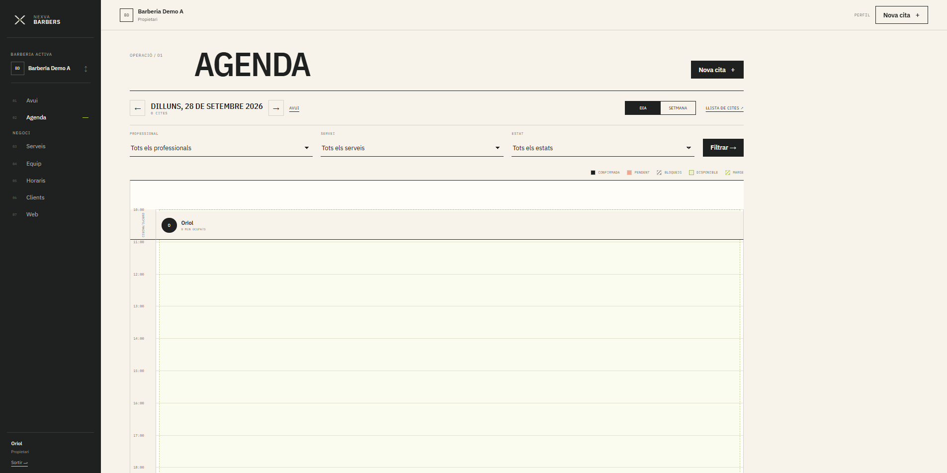 Nexva Barbers — agenda